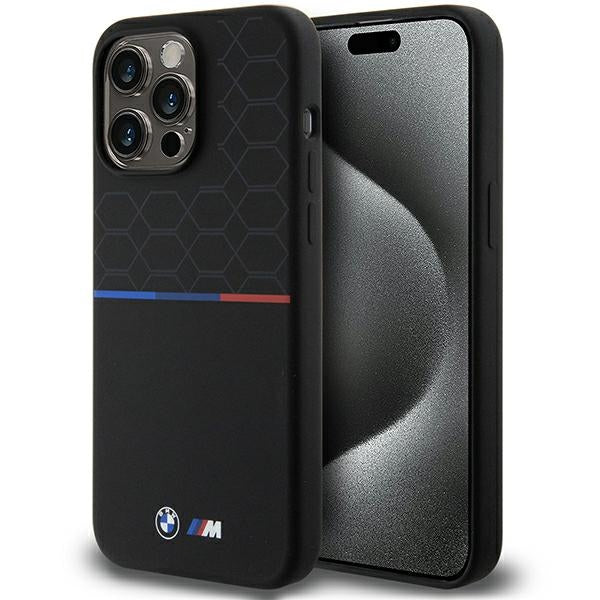 Capa BMW M Silicone Pattern MagSafe para iPhone 15 Pro Max - preta
