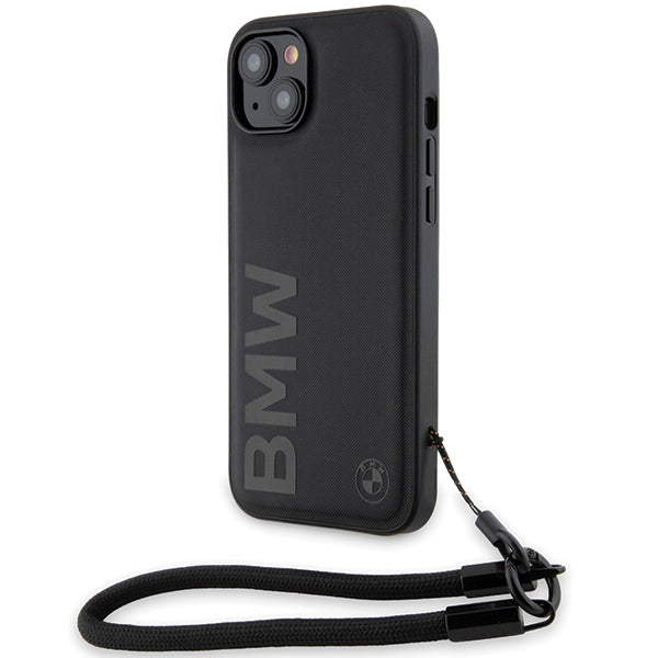 Capa BMW Signature Leather Wordmark Cord para iPhone 15 / 14 / 13 - preta