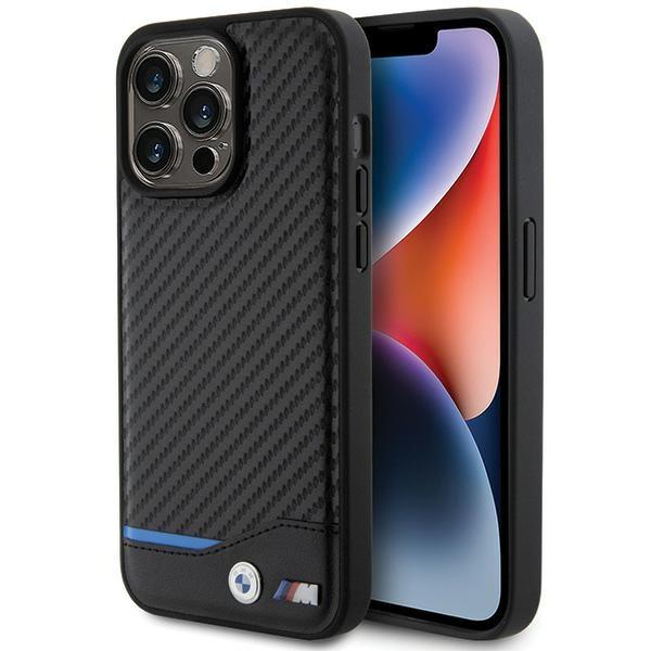 Etui BMW Leather Carbon para iPhone 15 Pro Max - preto