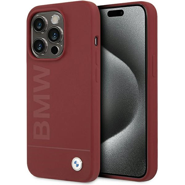 Capa BMW Silicone Big Logo MagSafe para iPhone 15 Pro - vermelha