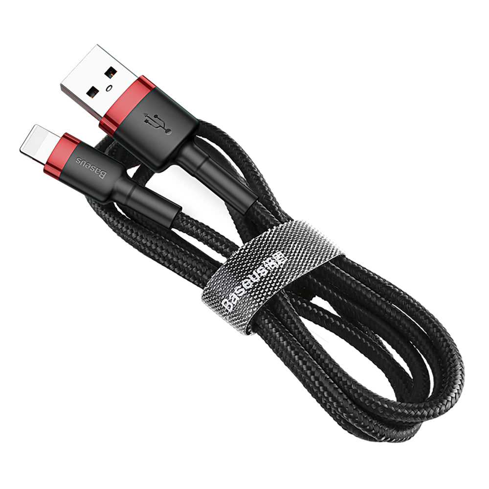 Baseus Cafule Cable cabo de nylon resistente USB / Lightning QC3.0 2.4A 1M preto-cinza (CALKLF-BG1)