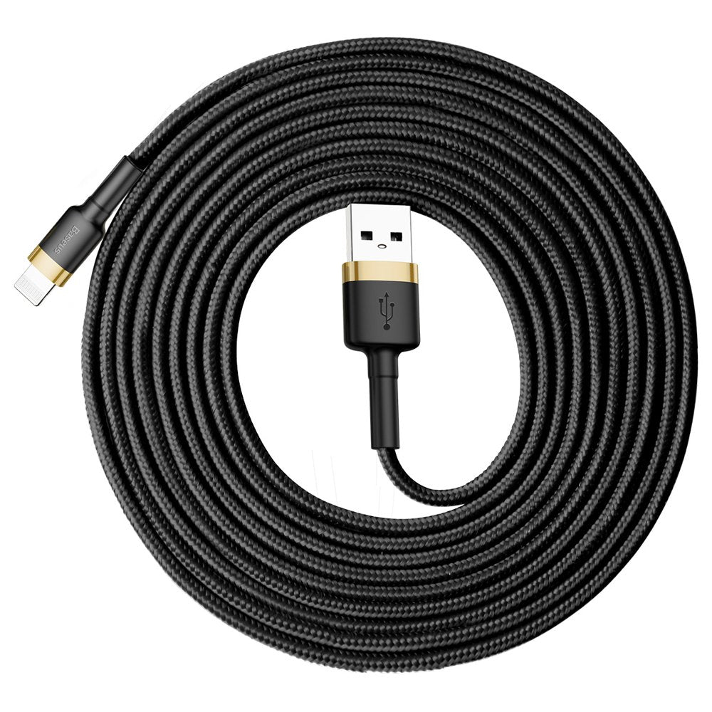 Baseus Cafule Cable cabo de nylon resistente USB / Lightning QC3.0 2A 3M preto-vermelho (CALKLF-R91)