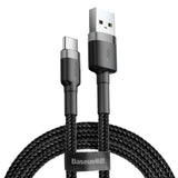 Cabo de nylon BaseusUSB / USB-C QC3.0 2A 2M preto-cinza
