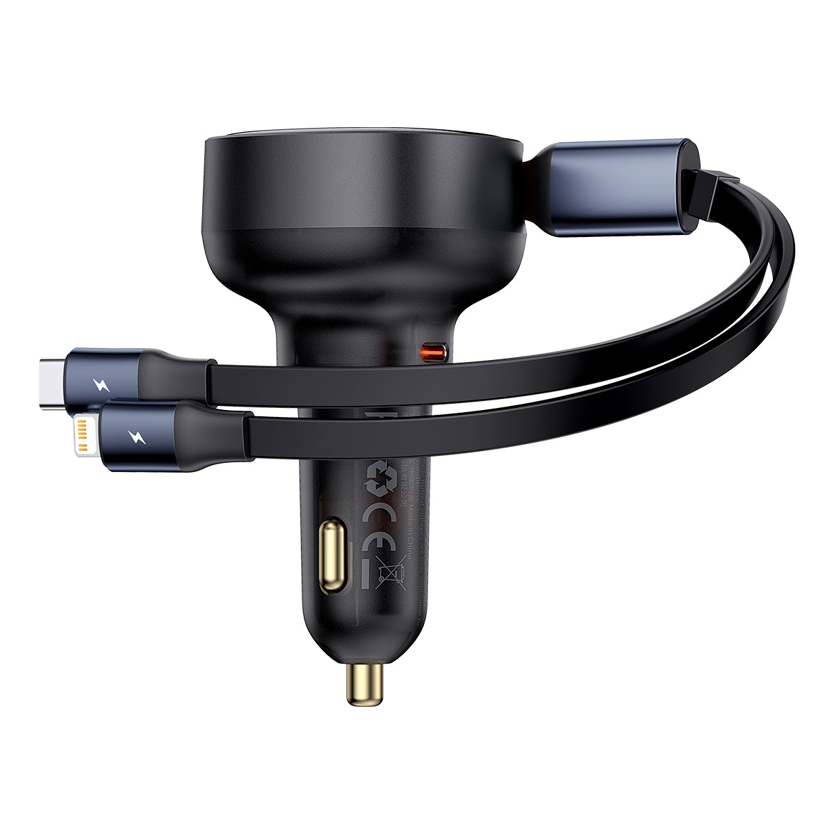 Carregador de carro Baseus Enjoyment USB-C com cabo USB-C / Lightning 60W - preto