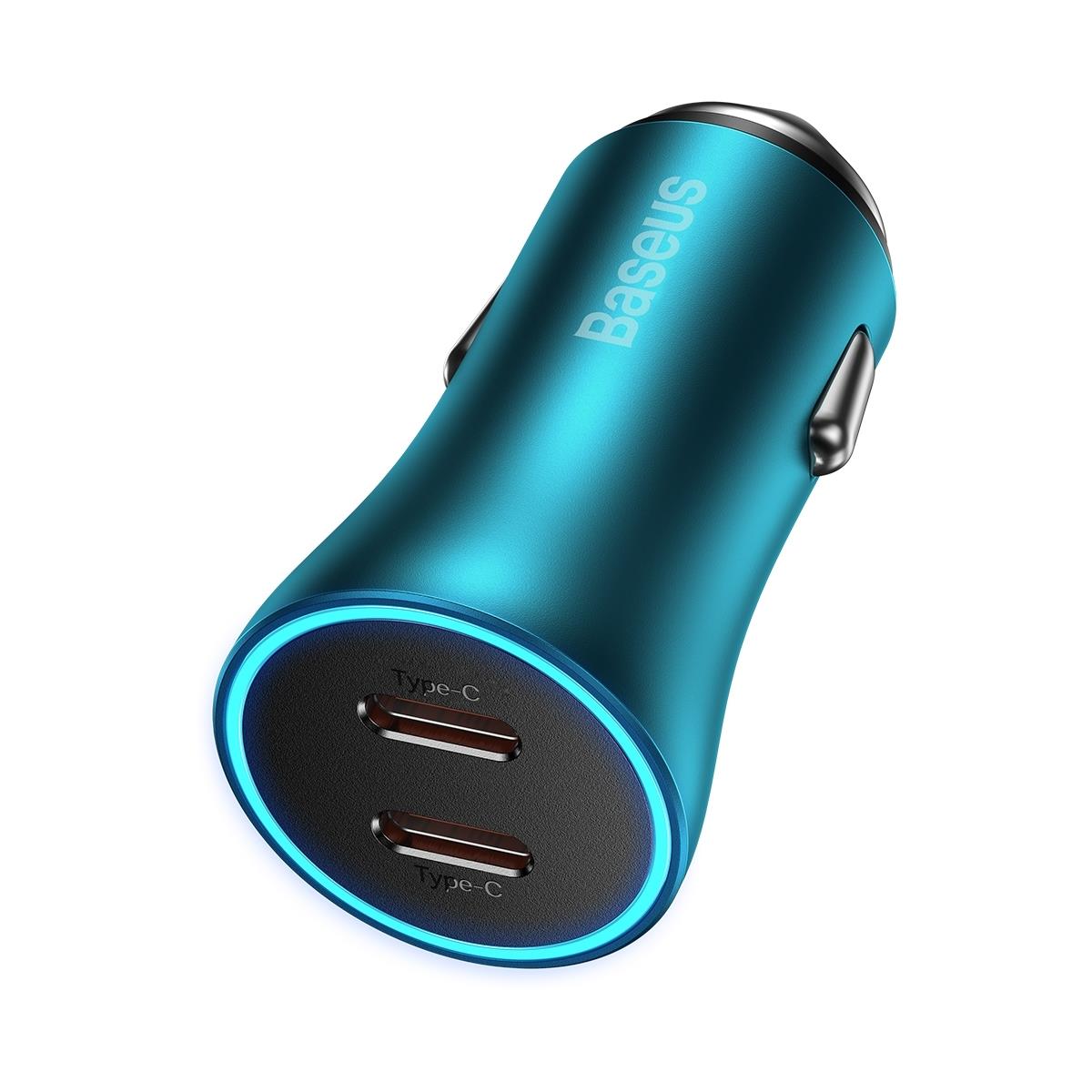Baseus Golden Contactor Pro Carregador de carro 2x USB-C 40W azul (CGJP000003)