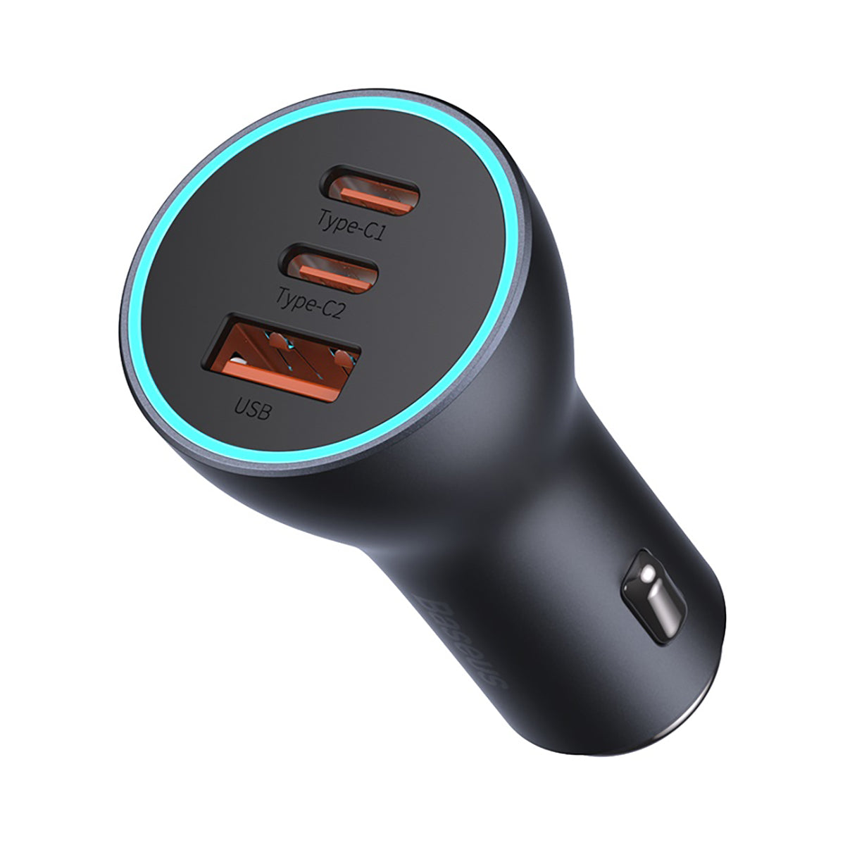Baseus Golden Contactor Pro Carregador de Carro USB-A + 2x USB-C 65W cinza escuro (CGJP010013)