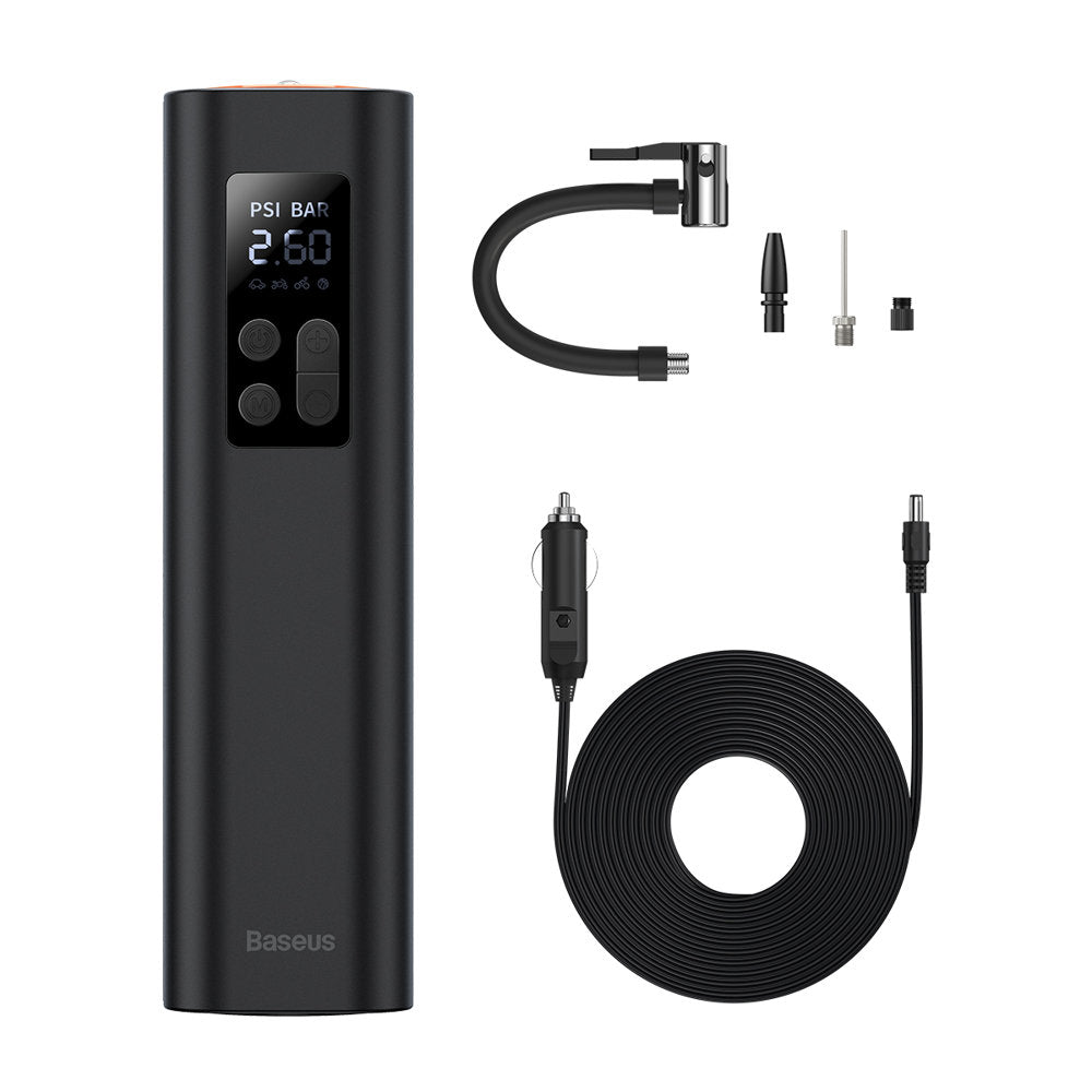 Baseus mini compressor de ar para carro, bomba para pneus com conexão para acendedor de cigarros, preto (CRCQ000001)