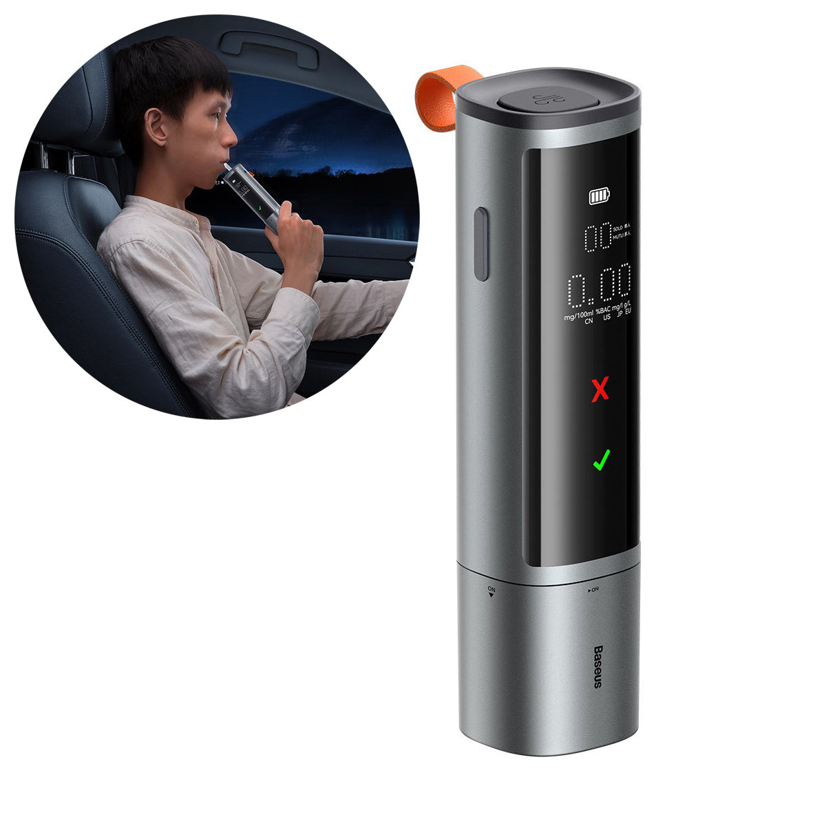 Série Pro SafeJourney da Baseus alkomat 470mAh cinzento