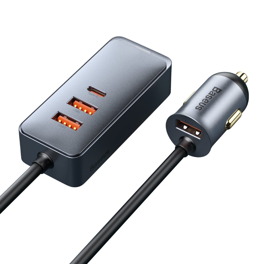 Baseus Share Together Carregador de carro 3x USB / USB Tipo C 120W PPS Quick Charge Power Delivery cinza (CCBT-B0G)