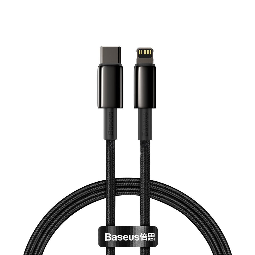 Cabo USB Baseus Tipo C para Lightning carregamento rápido Power Delivery 20 W 1 m preto (CATLWJ-01)