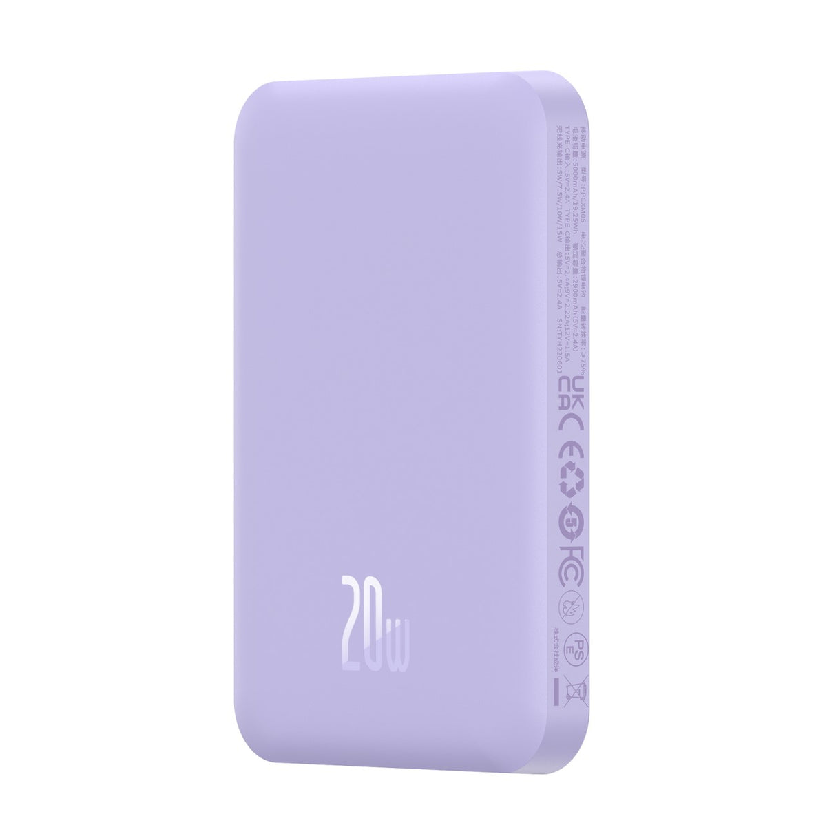 Mini powerbank Baseus 5000mAh 20W + cabo USB-C (20V/3A) - roxo