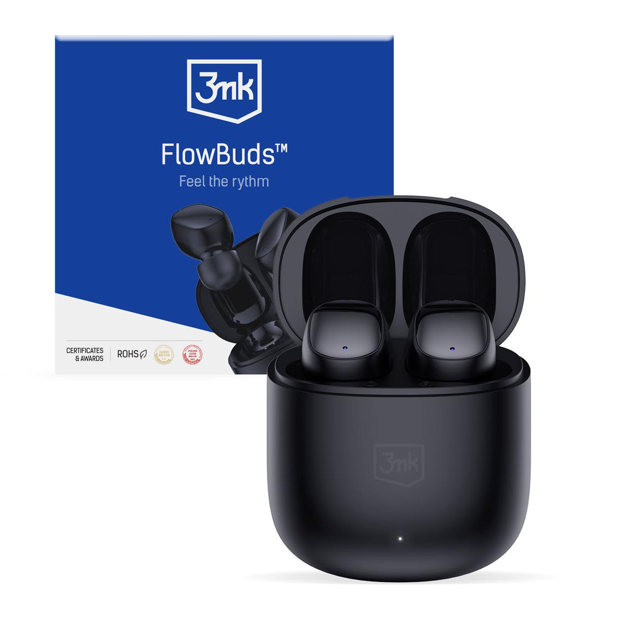 Fones de ouvido Bluetooth 3mk FlowBuds sem fio intra-auriculares - pretos