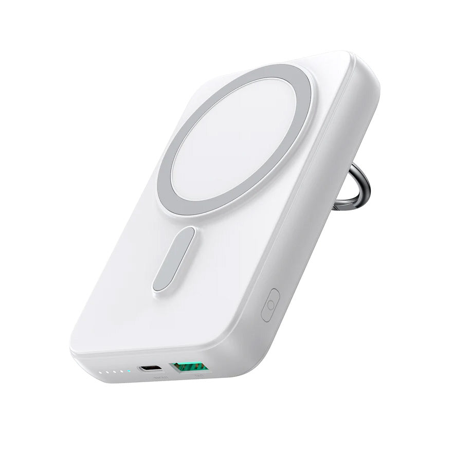 Powerbank sem fio 10000mAh Joyroom JR-W050 20W MagSafe com suporte + cabo USB-C - branco