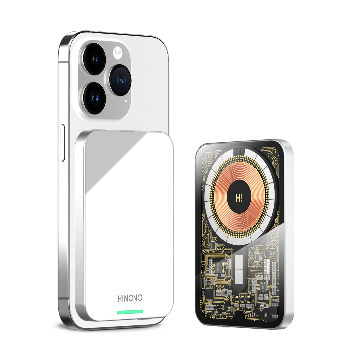 Powerbank sem fio Hinovo MB1-5000XW com MagSafe 5000mAh 20W - cromado