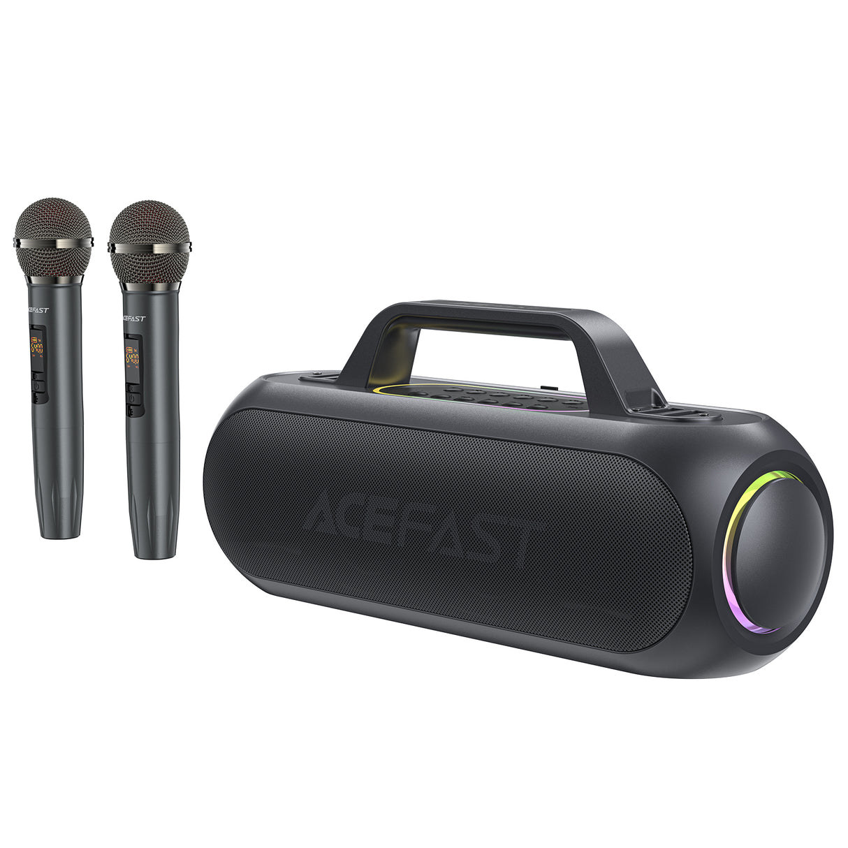 Alto-falante sem fio Acefast K1 para karaokê com 2 microfones - preto