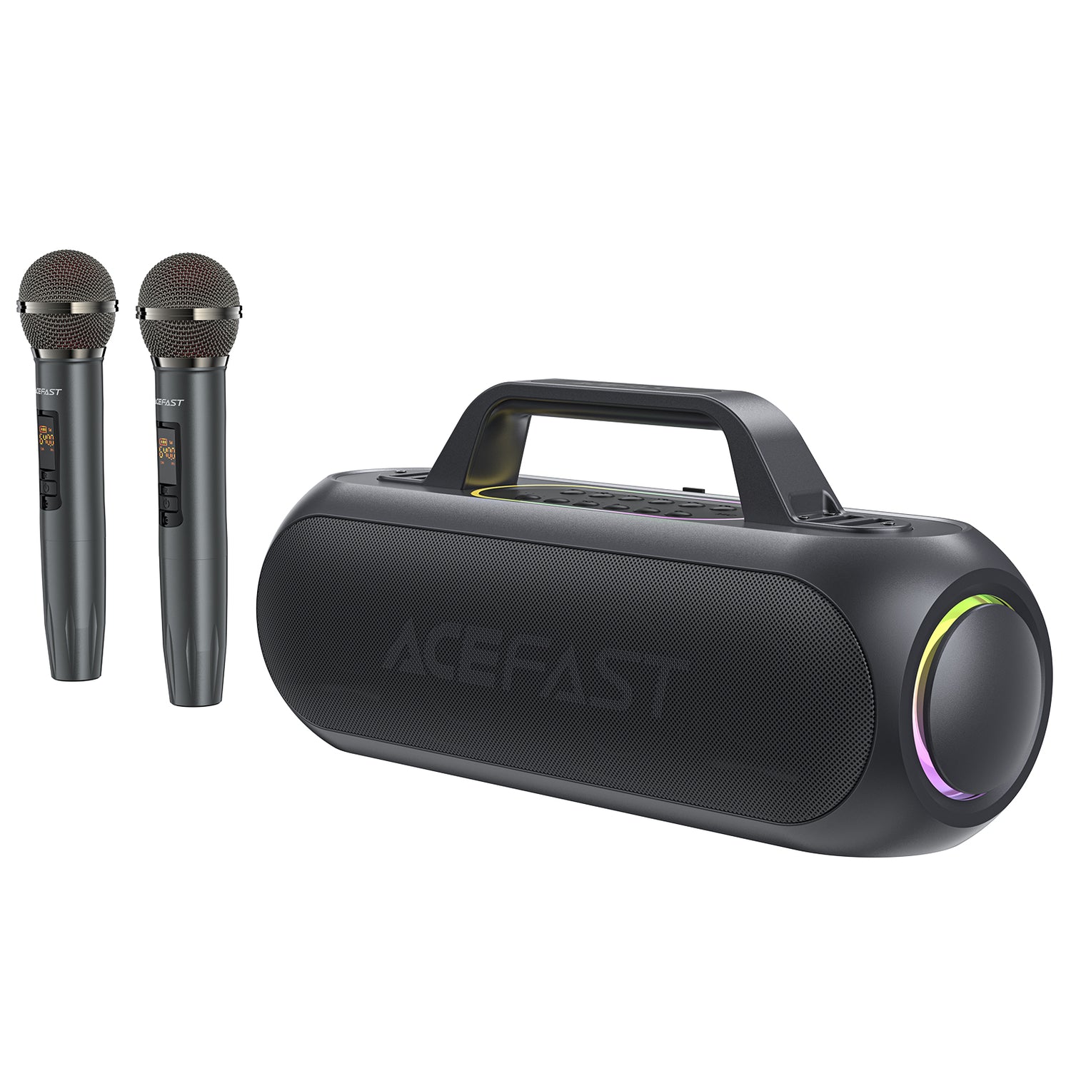 Alto-falante sem fio Acefast K1 para karaokê com 2 microfones - preto