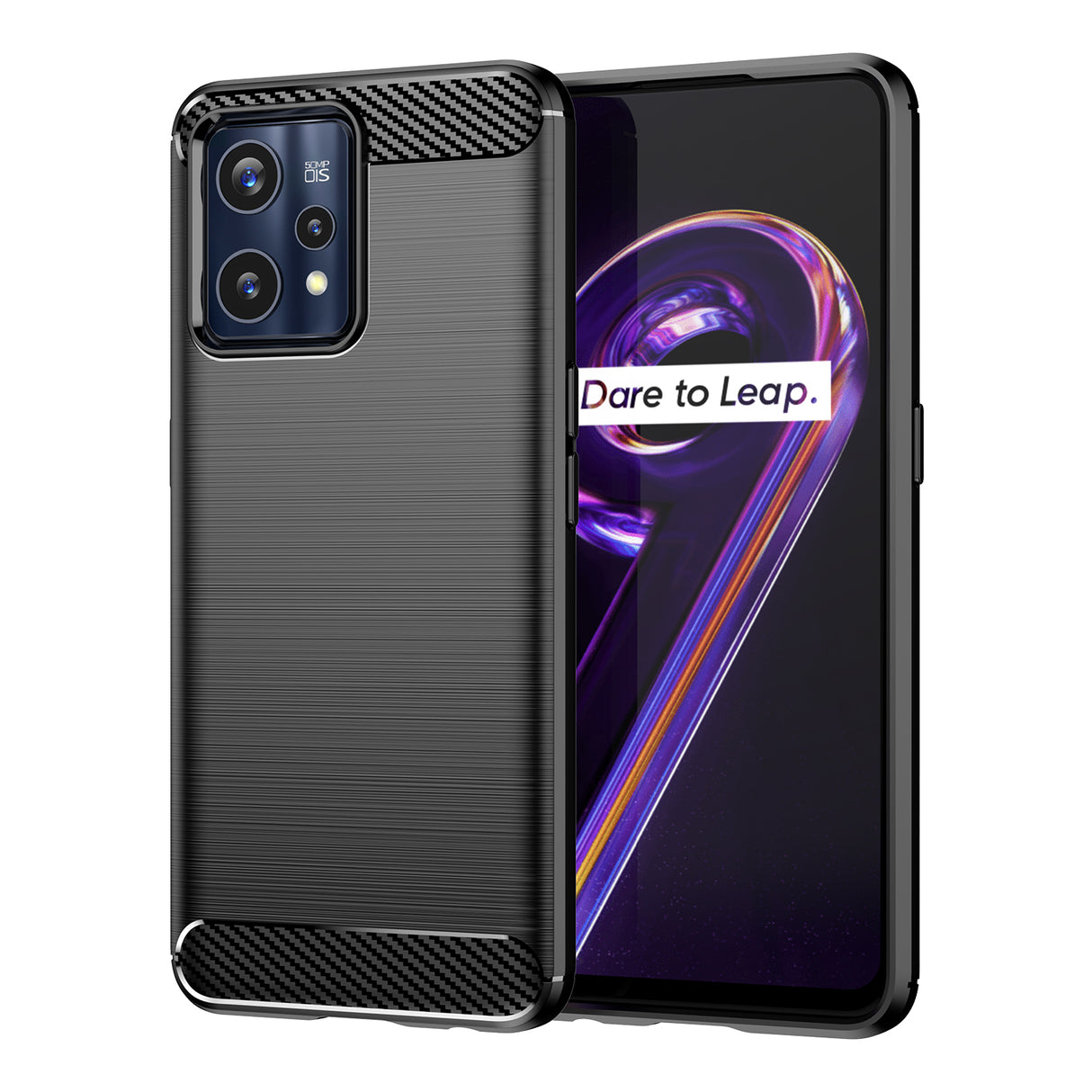 Capa flexível Carbon Case para Realme 9 Pro + (9 Pro Plus) na cor preta