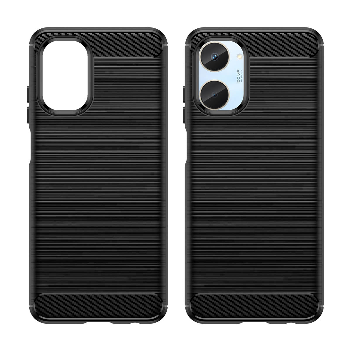 Capa Carbon Case para Realme 10 em silicone flexível e carbono na cor preta