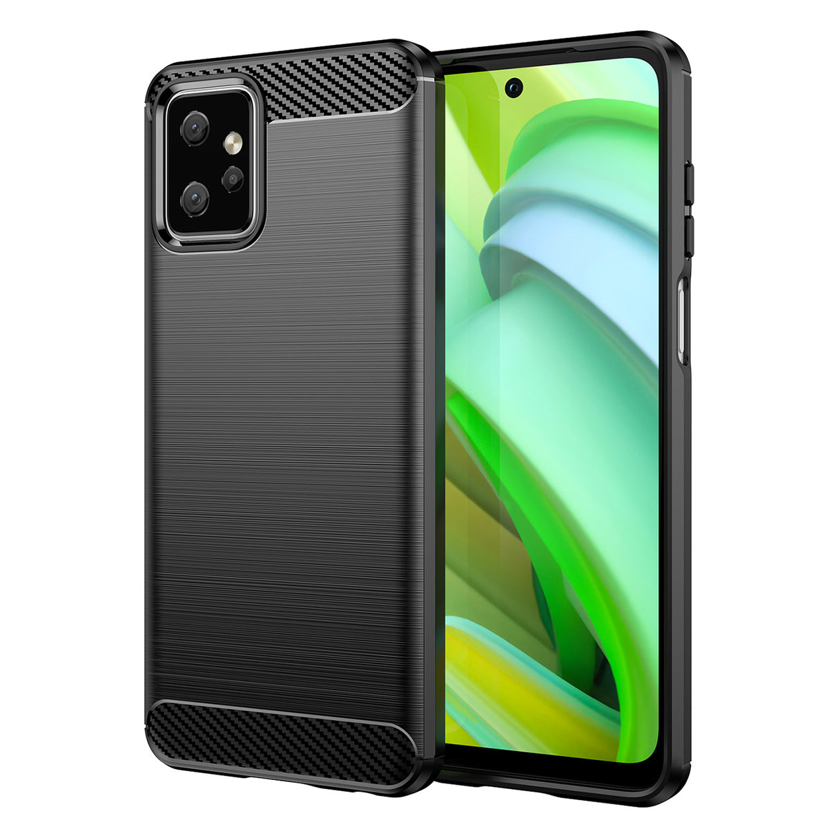 Capa Carbon Case para Motorola Moto G Power 2023 em silicone flexível e carbono na cor preta.