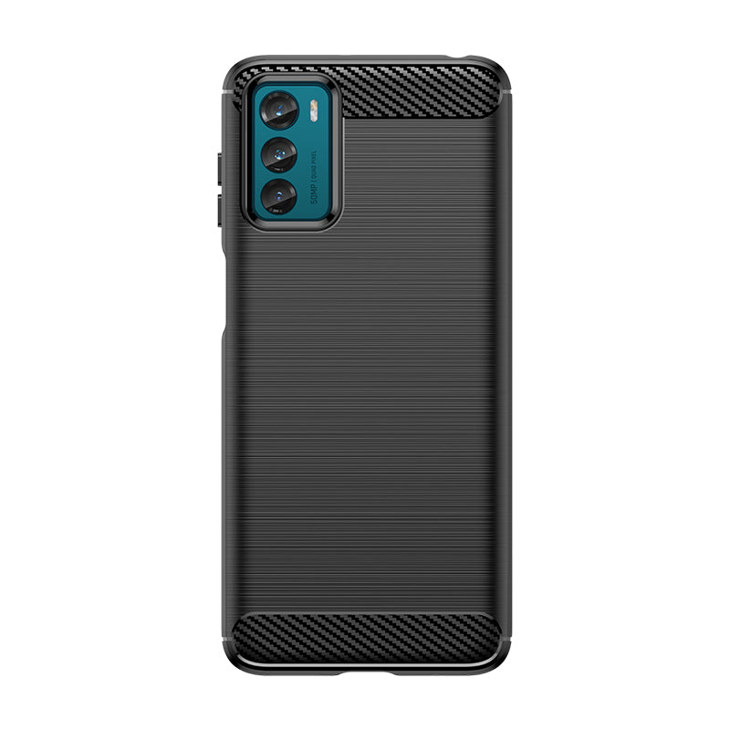 Capa de Carbono para Motorola Moto G42, capa protetora de silicone flexível, na cor preta.