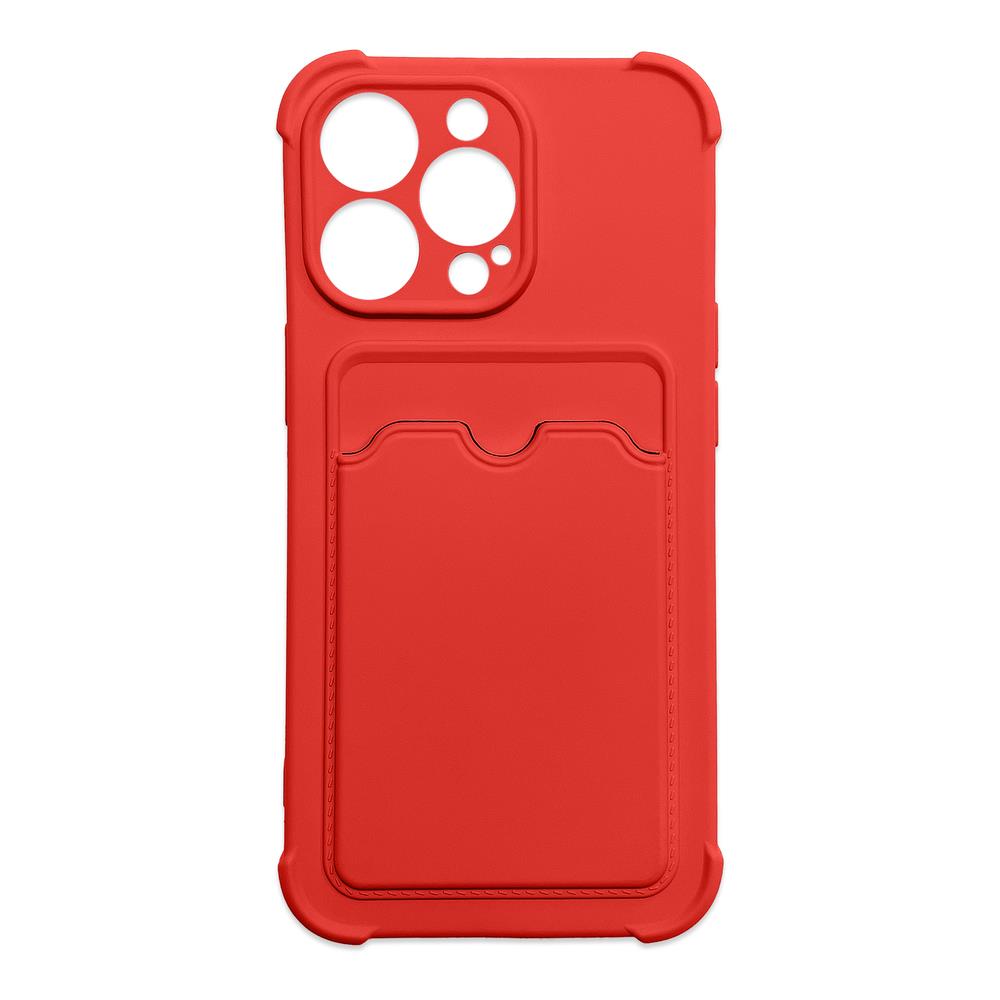 Capa de Armadura para Cartões, estojo para iPhone 11 Pro Max, porta-cartões de silicone, capa blindada com Air Bag, vermelha
