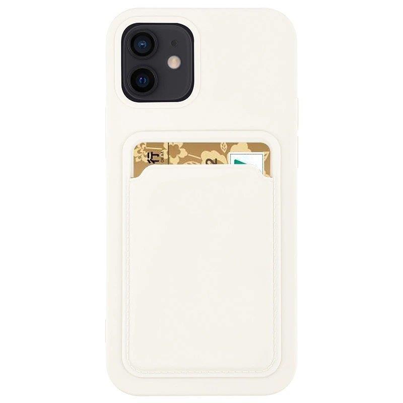 Capa de Cartão de Silicone com Bolso para Cartões e Documentos para Samsung Galaxy A73 Branco