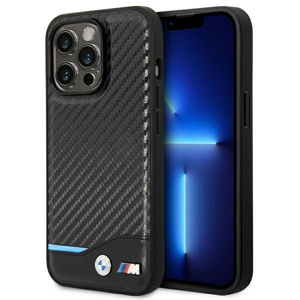 Etui BMW Leather Carbon para iPhone 14 Pro Max - preto