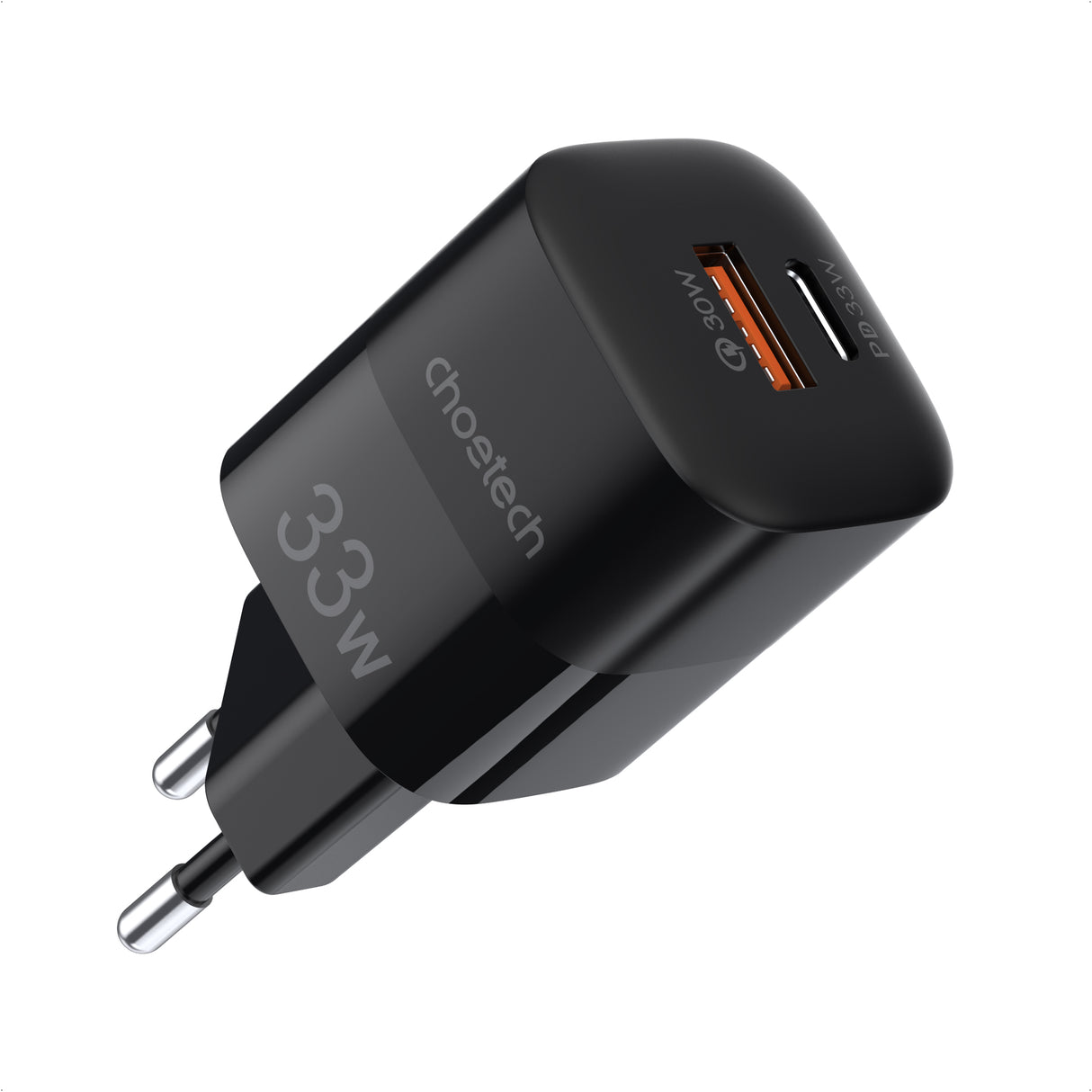Carregador de Rede Choetech PD5006 GaN USB-A / USB-C 33W PD QC - Preto