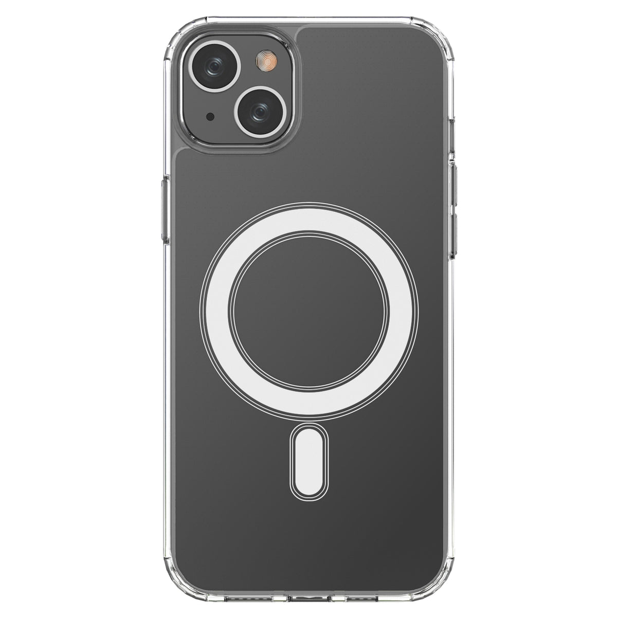 Capa Magnética Transparente Clear Magnetic Case com MagSafe para iPhone 14 Plus com anel prateado - transparente