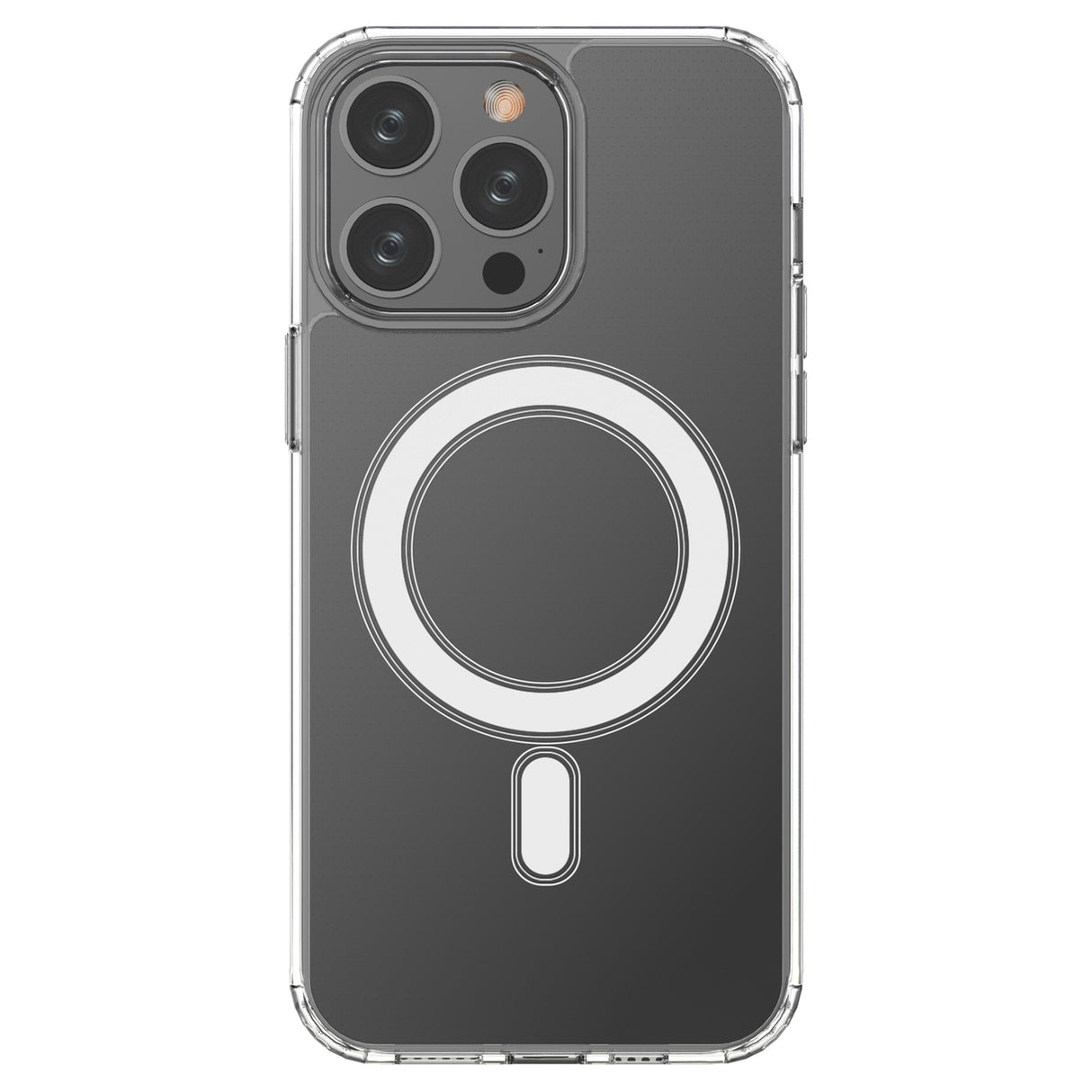 Capa Magnética Transparente Clear Magnetic Case com MagSafe para iPhone 14 Pro Max com anel prateado - transparente