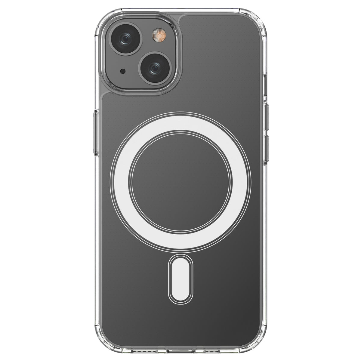 Capa magnética transparente Clear Magnetic Case com MagSafe para iPhone 14 com anel prateado - transparente