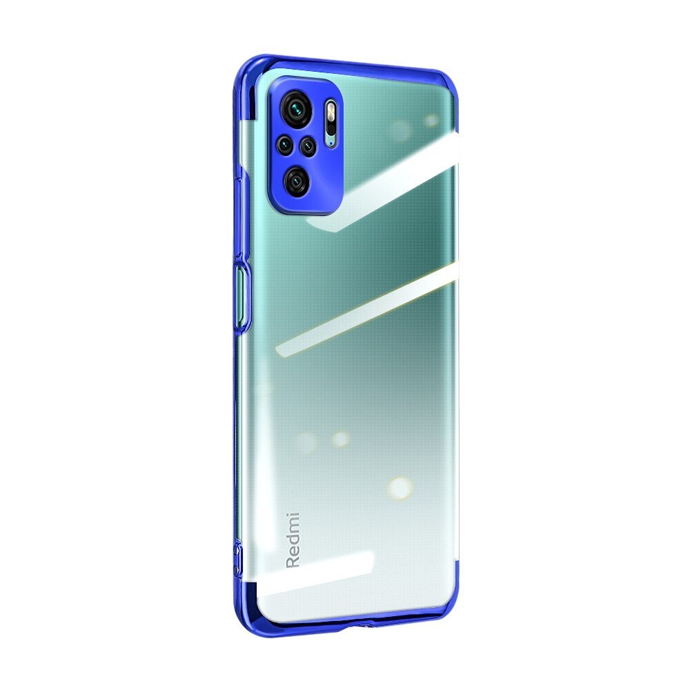 Capa transparente colorida com moldura metálica para Xiaomi Redmi Note 10 5G / Poco M3 Pro azul
