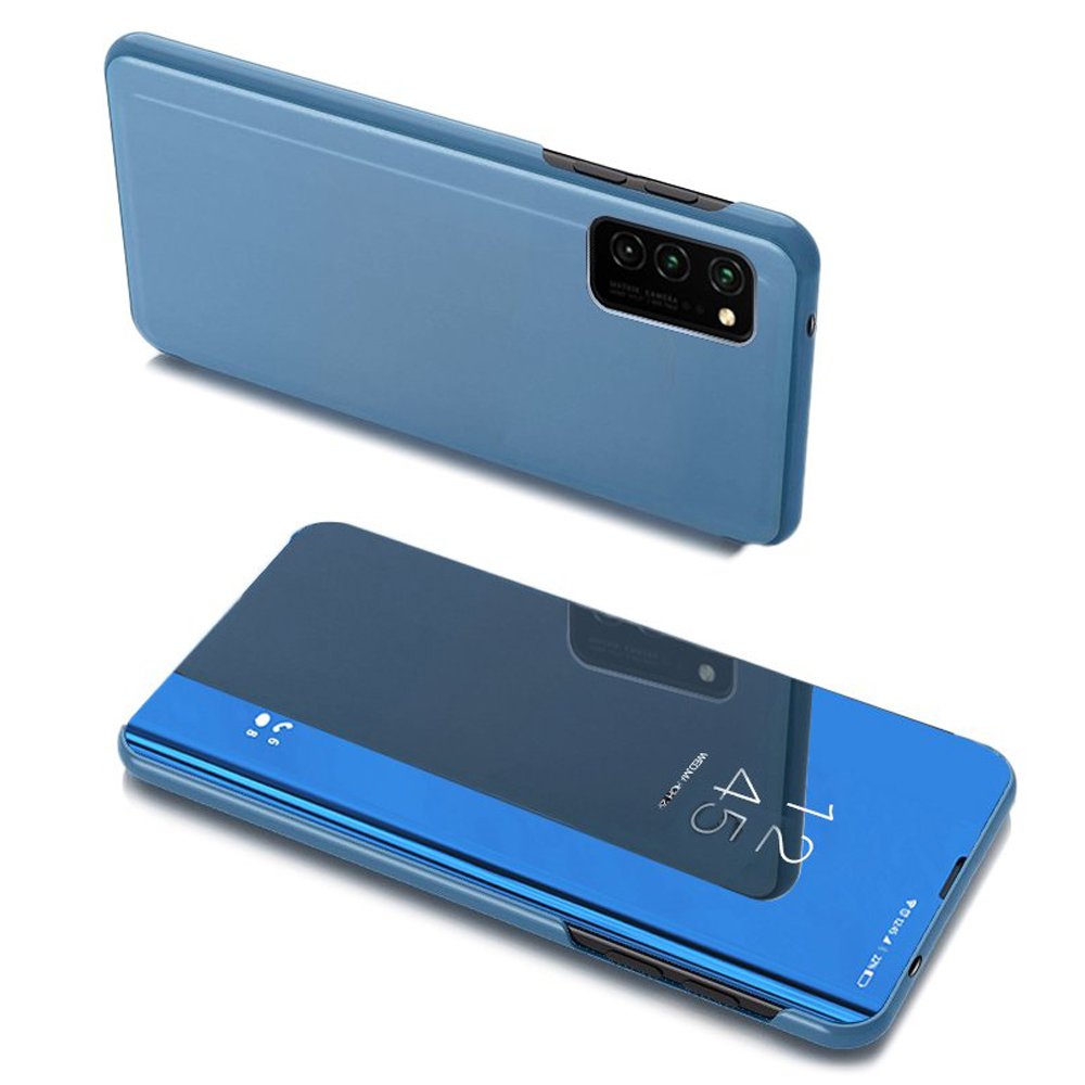 Capa Clear View Case com tampa para Samsung Galaxy A03s (166,5) na cor azul.