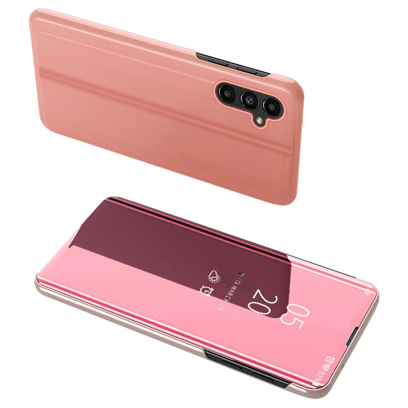 Capa Clear View Case para Samsung Galaxy A54 5G com tampa dobrável rosa