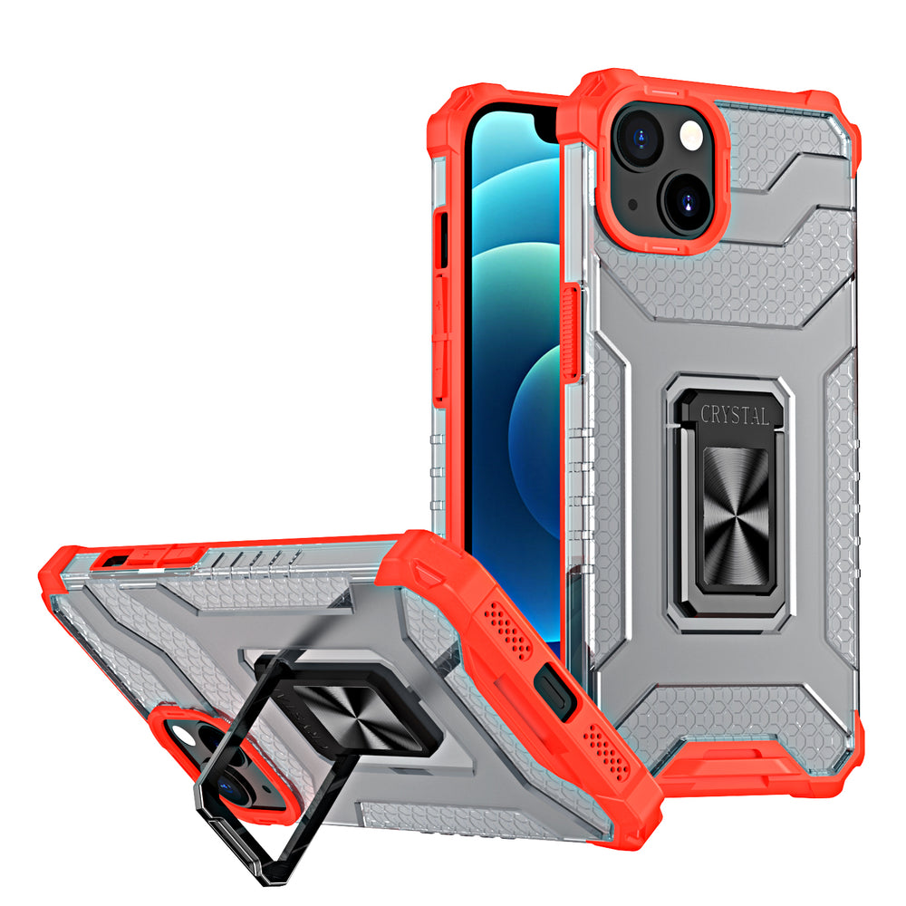 Crystal Ring Case capa híbrida robusta + suporte magnético para iPhone 13 mini vermelho