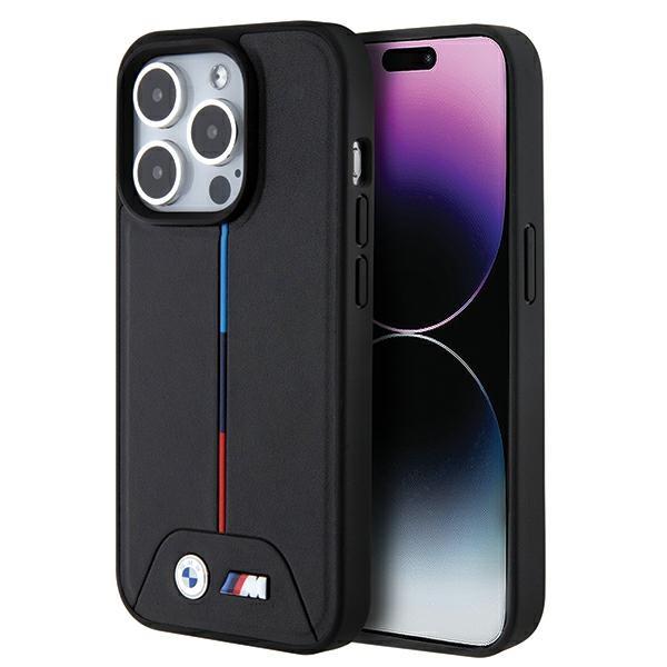 Capa BMW Quilted Tricolor MagSafe para iPhone 15 Pro Max - preta