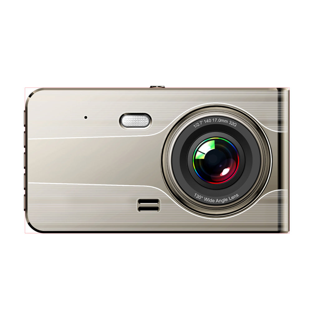 Gravador de vídeo veicular DVR979G Full HD G-sensor LCD com câmera de ré - bege