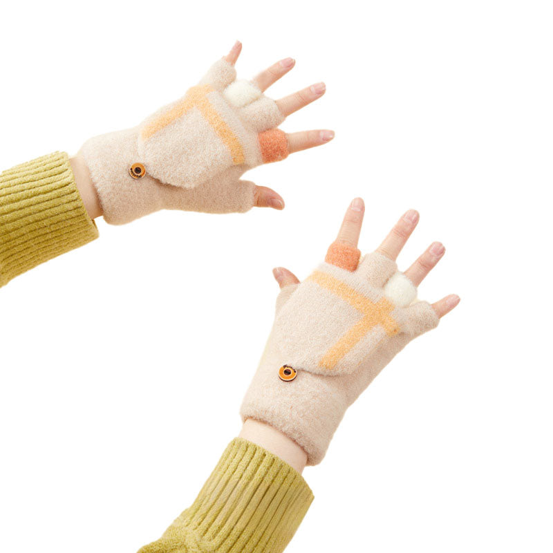 Luvas de inverno para telefone, mitenes femininas / infantis - brancas