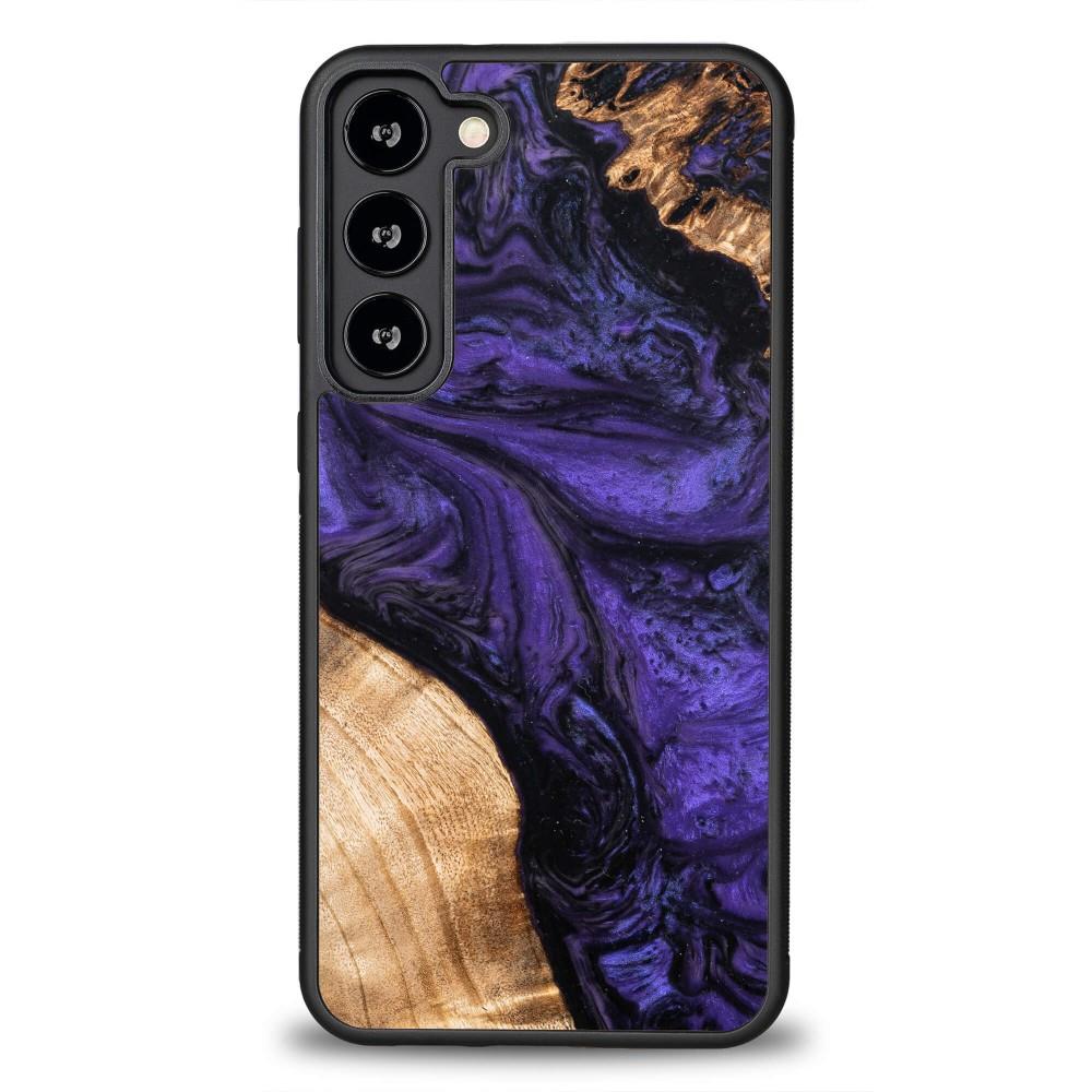 Estojo de madeira e resina para Samsung Galaxy S23 Plus Bewood Unique Violet - violeta e preto