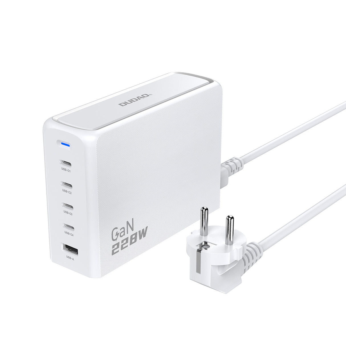 Carregador Dudao A228EU GaN 1x USB-A 4x USB-C PD 228W - branco