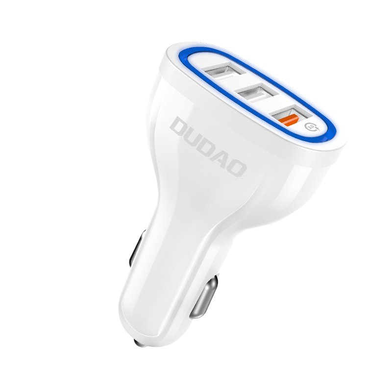 Dudao Carregador Veicular de Carregamento Rápido Quick Charge 3.0 QC3.0 2.4A 18W 3x USB preto (R7S preto)