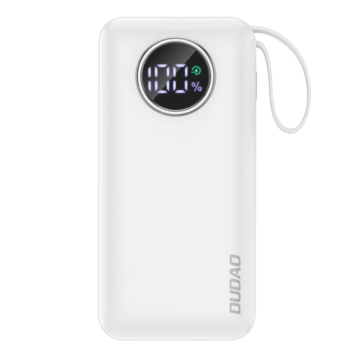Carregador portátil Dudao de 10000mAh USB-A / USB-C 22.5W com cabo Lightning integrado e USB-C branco (K15sW)