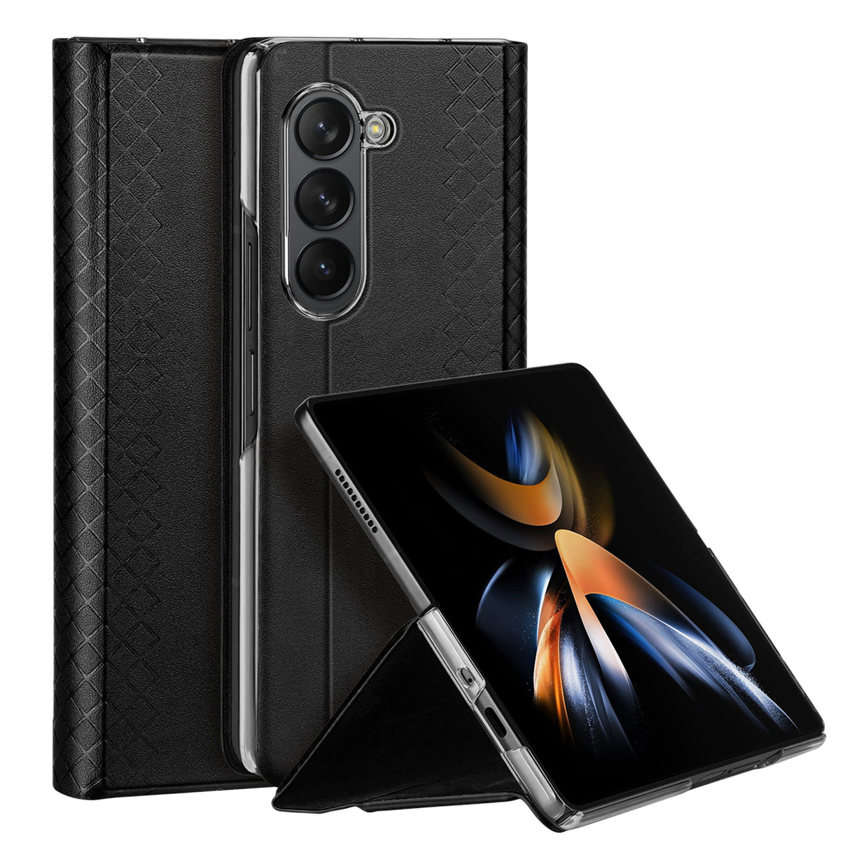Capa de couro com aba e carteira para Samsung Galaxy Z Fold5 5G Dux Ducis Bril - preta