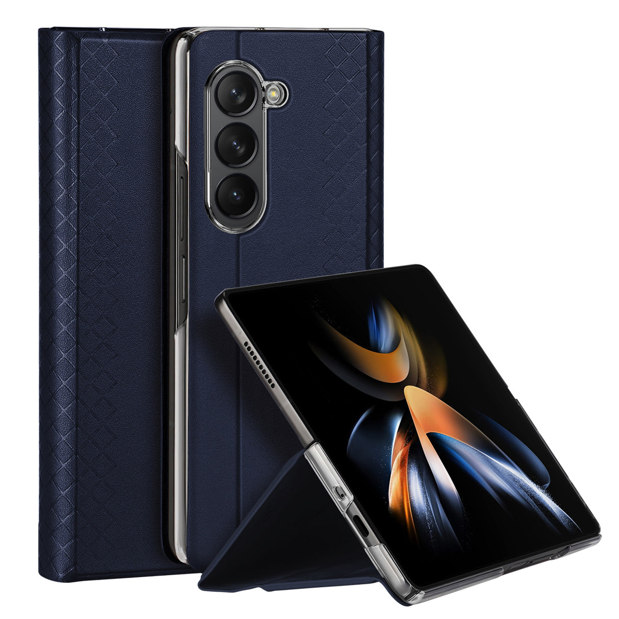 Capa de couro com aba e carteira para Samsung Galaxy Z Fold5 5G Dux Ducis Bril - azul
