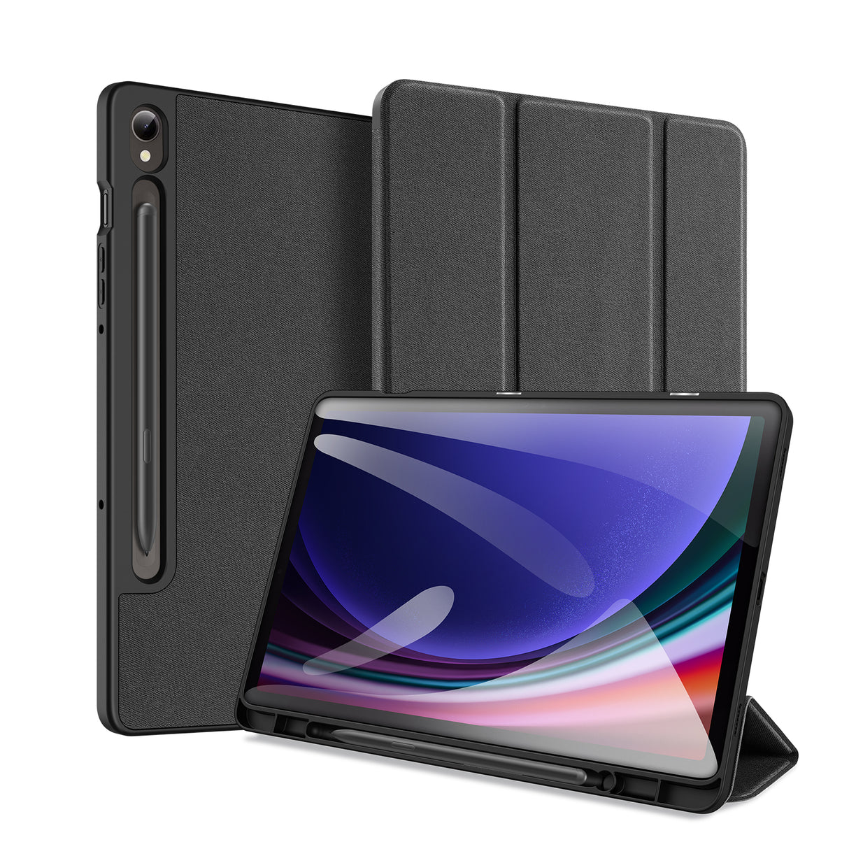 Capa com suporte Dux Ducis Domo para Samsung Galaxy Tab S9 FE - preta