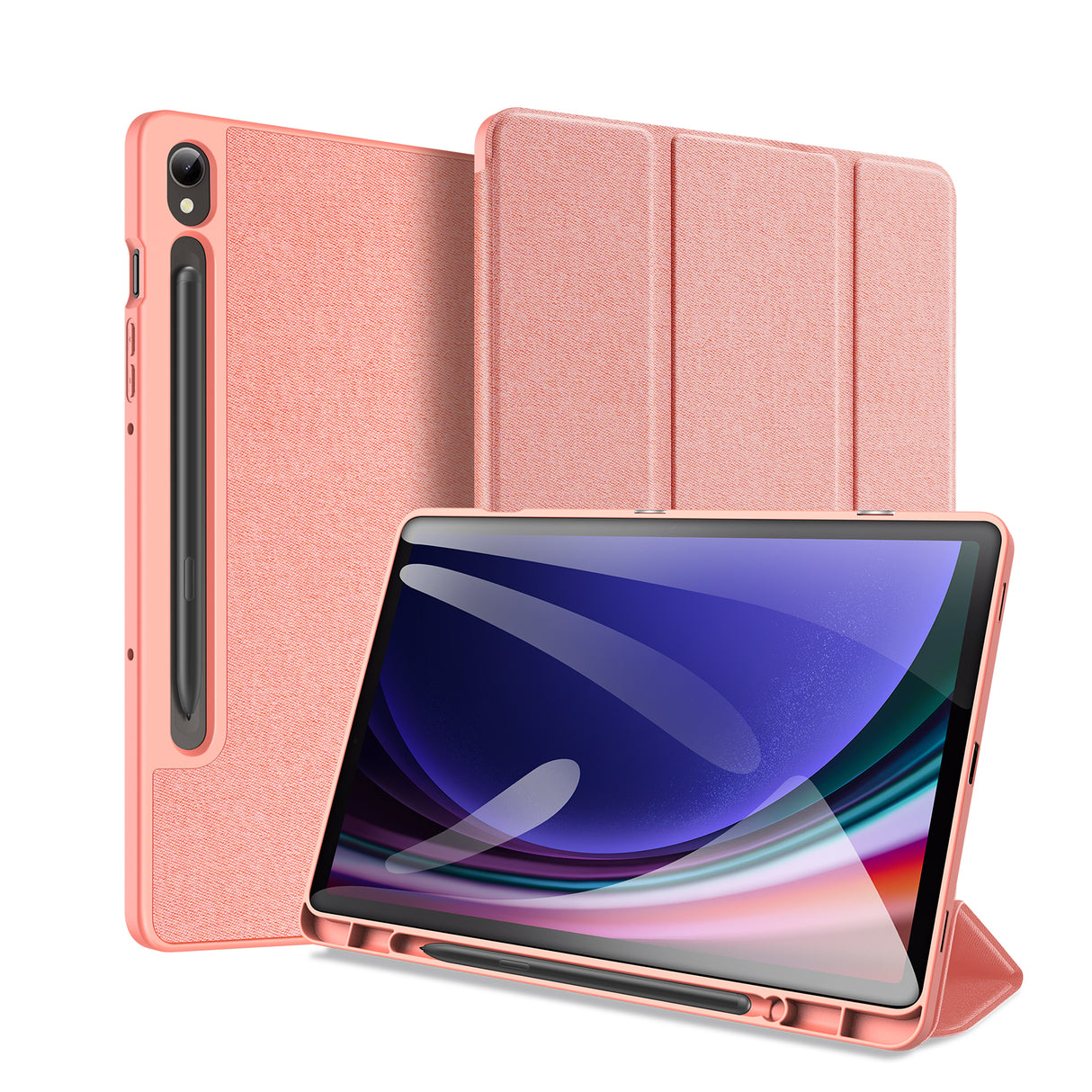 Capa com suporte Dux Ducis Domo para Samsung Galaxy Tab S9 FE - rosa
