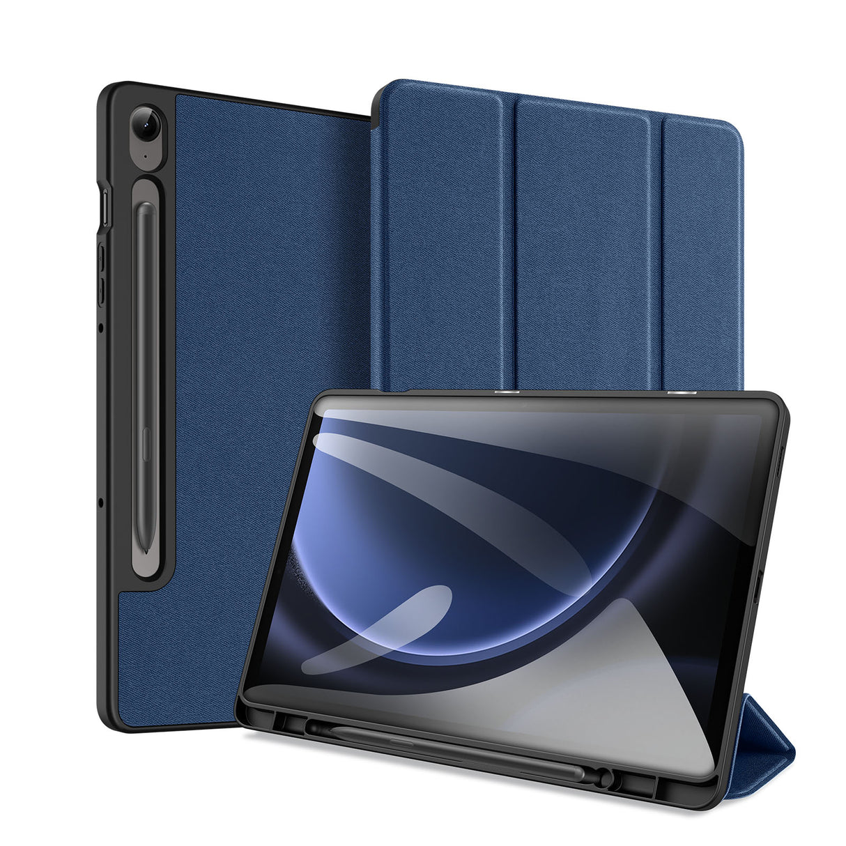 Capa Dux Ducis Domo de couro ecológico com suporte para Samsung Tab S9 FE+ - azul