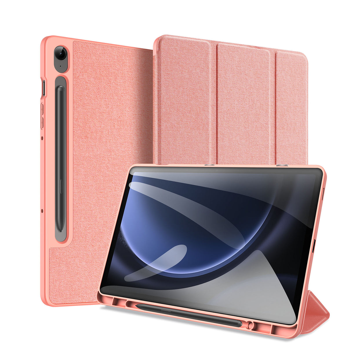 Capa Dux Ducis Domo de couro ecológico com suporte para Samsung Tab S9 FE+ - rosa