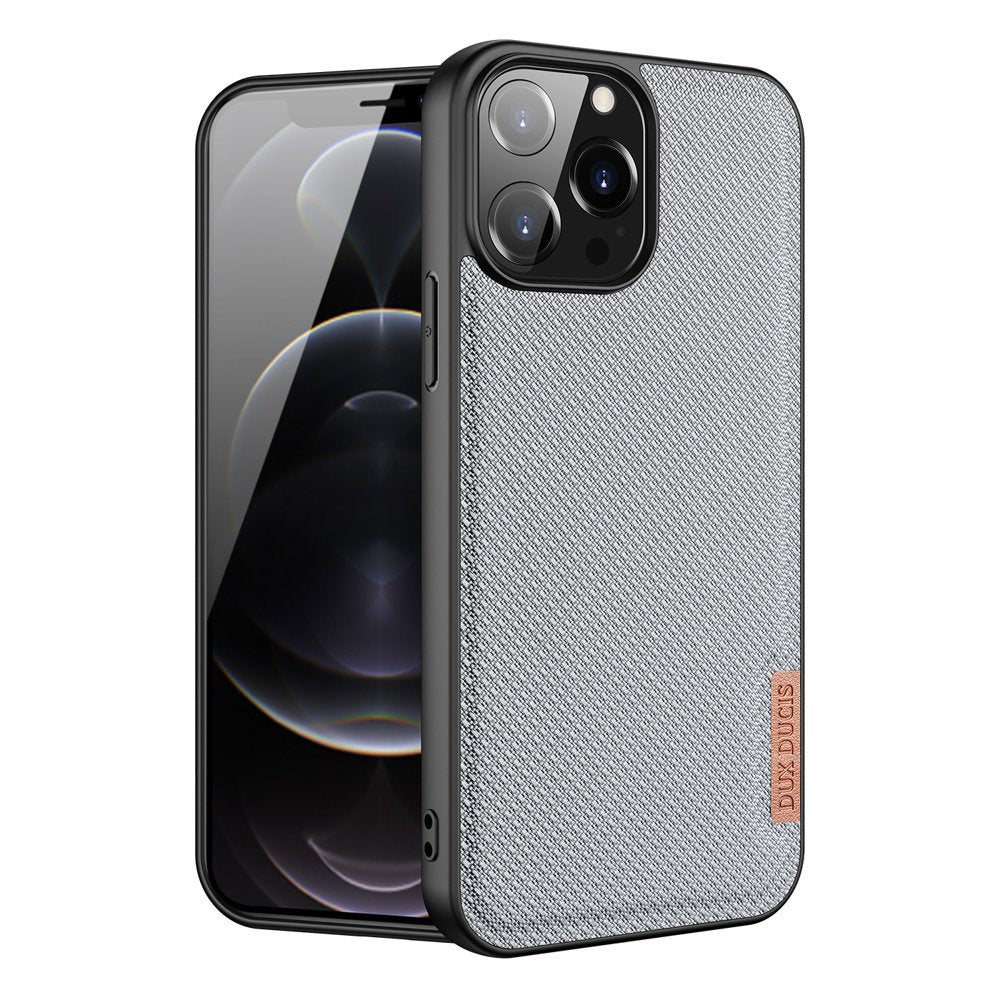 Capa Dux Ducis Fino para iPhone 13 Pro Max, revestida com material de nylon, na cor cinza