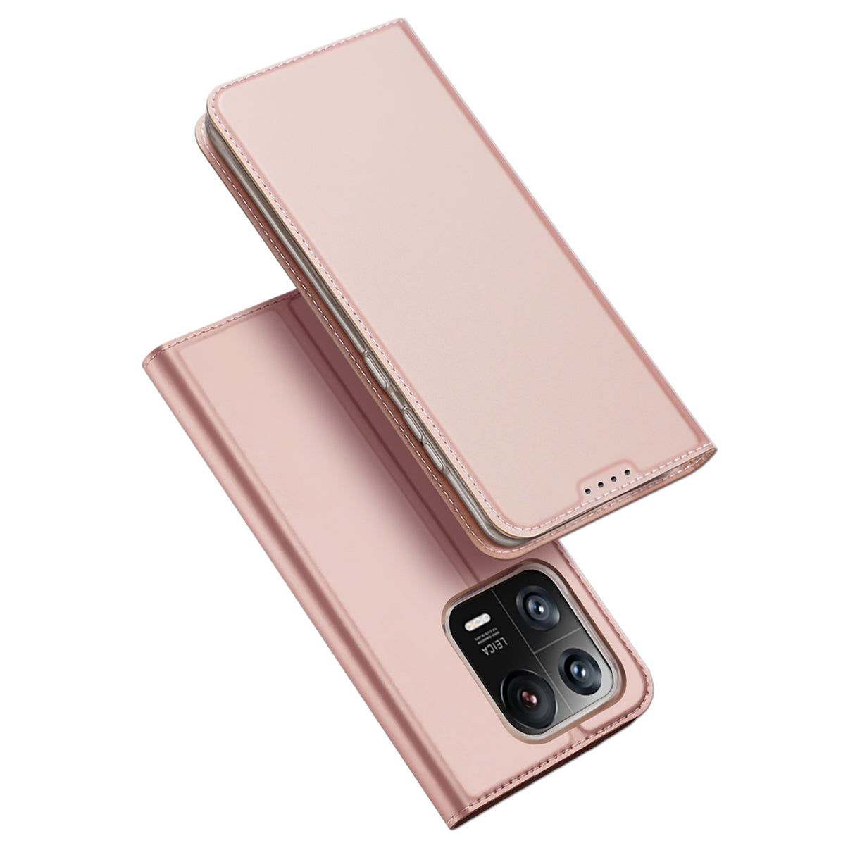 Capa Dux Ducis Skin Pro para Xiaomi 13 Pro com aba, porta-cartões e suporte na cor rosa